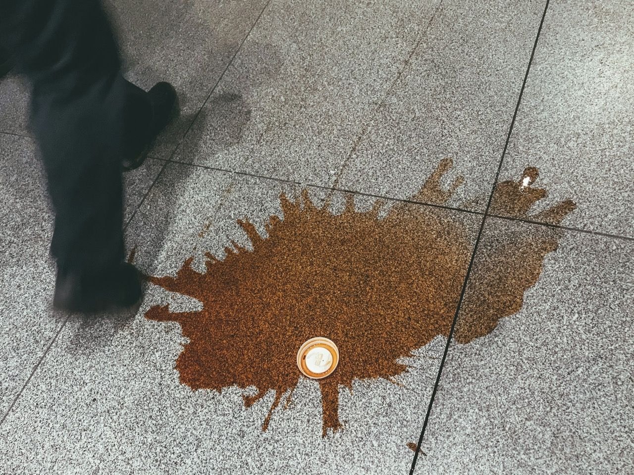 Coffee spill on street